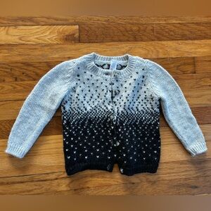 Tea Collection Alpaca Wool Cardigan Girls 2T Grey Black Ombré Soft Knit Neutral
